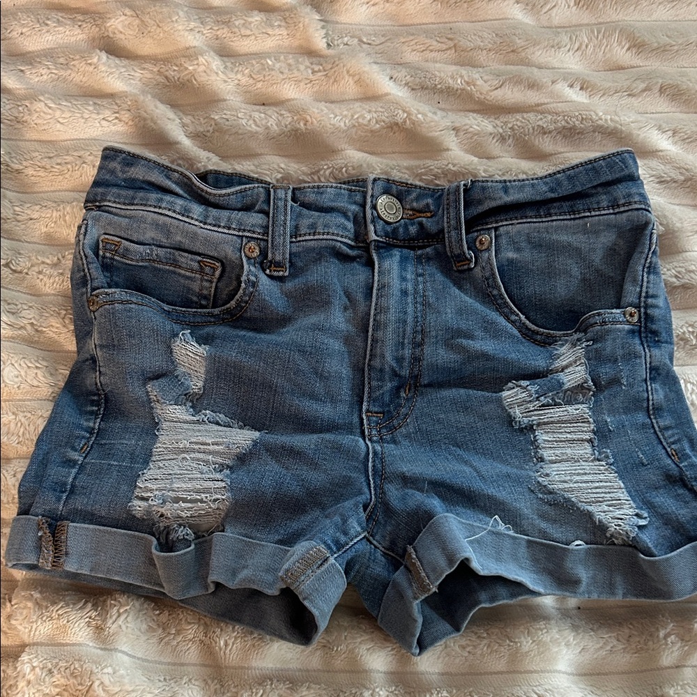 Aeropostale Blue High Rise Jean Shorts